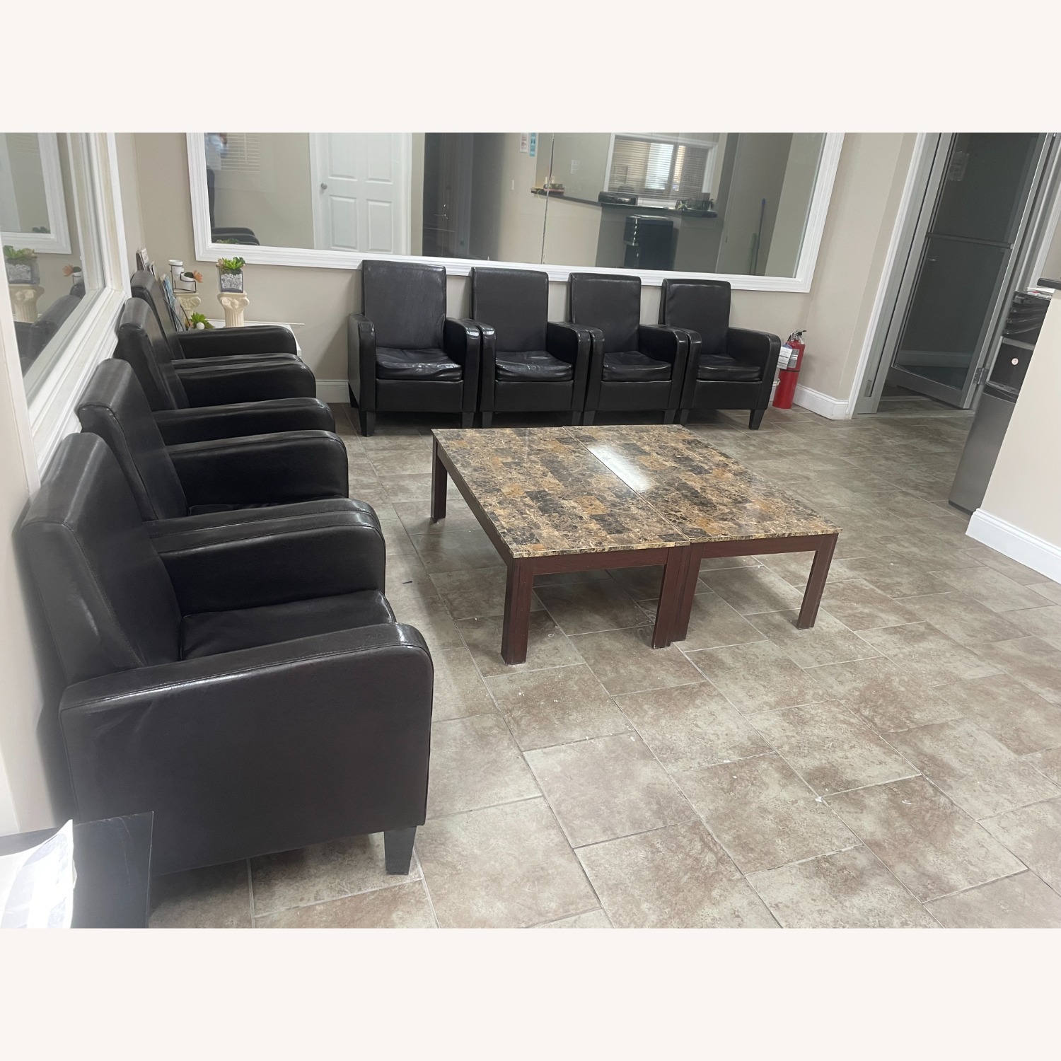 Black Leather Reception Sofa Chairs (Set of 8) - image-2
