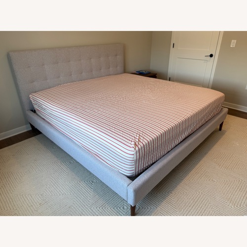Used West Elm Emmett Tufted King Size Bed Light Gray for sale on AptDeco