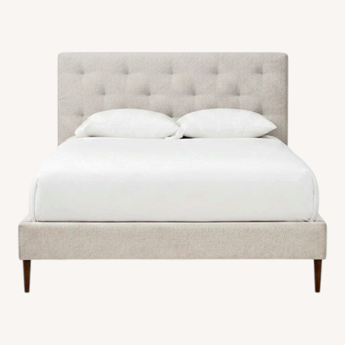 Used West Elm Emmett Tufted King Size Bed Light Gray for sale on AptDeco