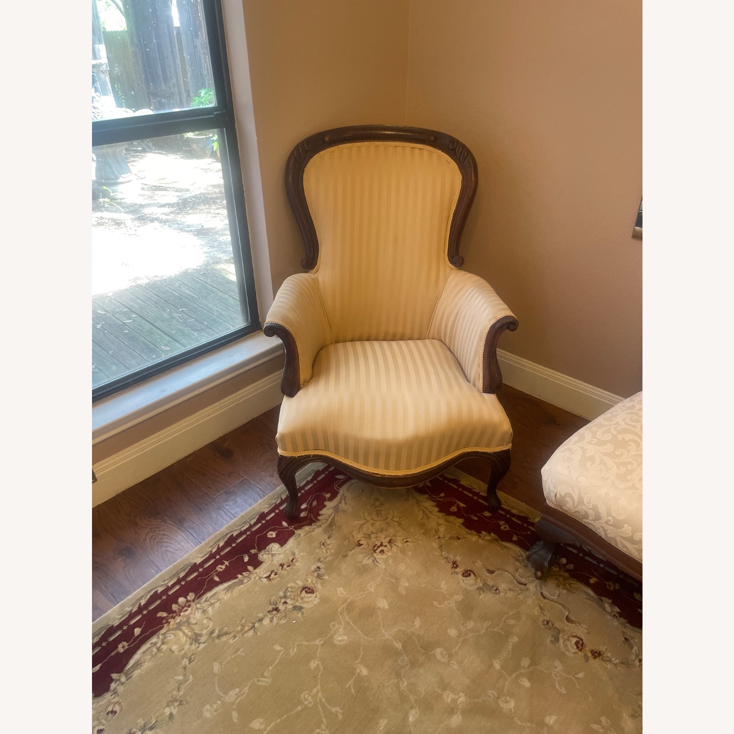 Vintage/Antique Finds Gold Fabric Armchair - image-1