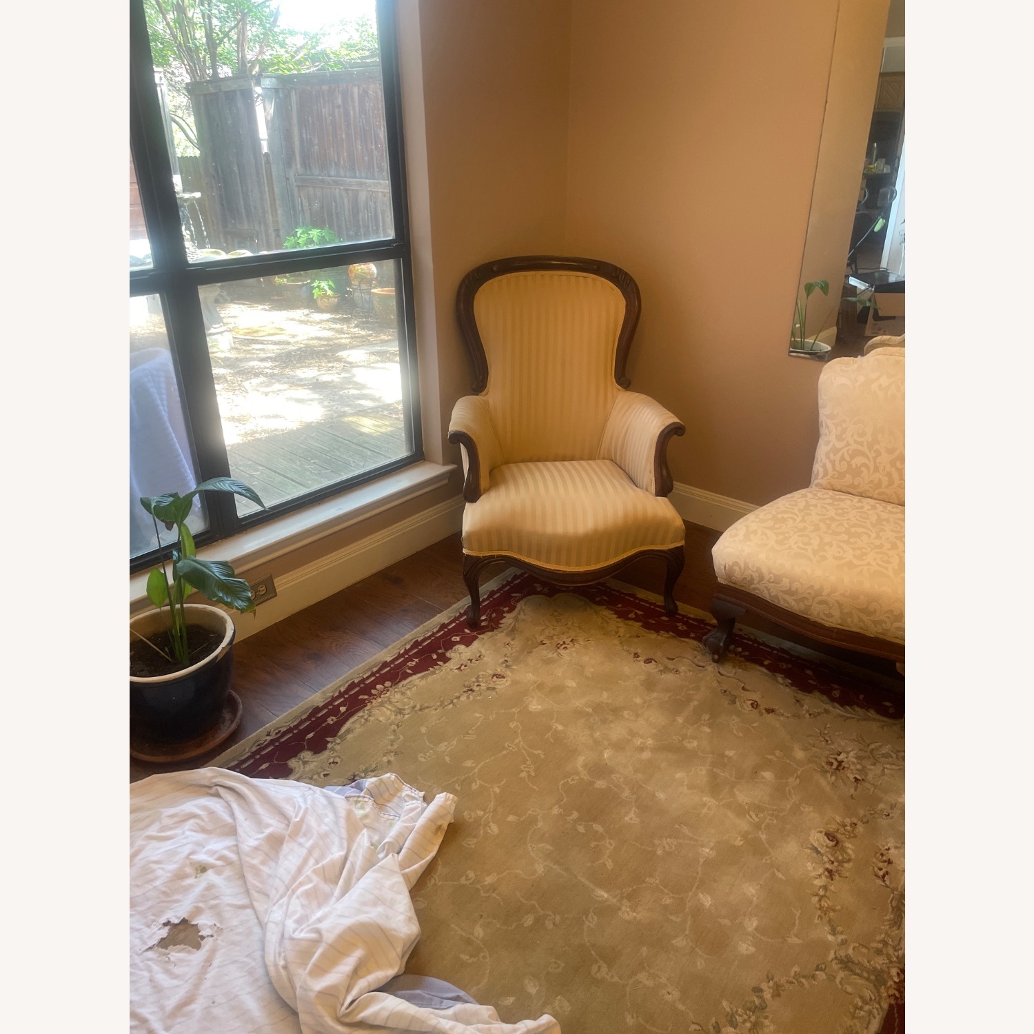 Vintage/Antique Finds Gold Fabric Armchair - image-2