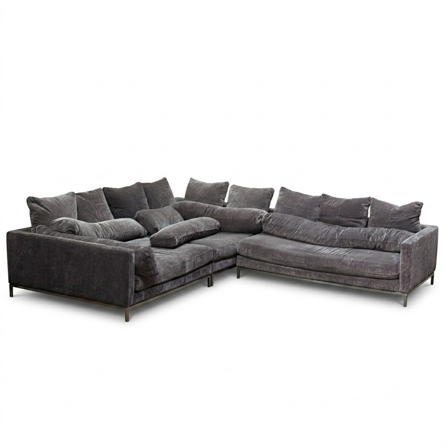 Z Gallerie Dark Gray Fabric 3+ Piece Sectional - image-5