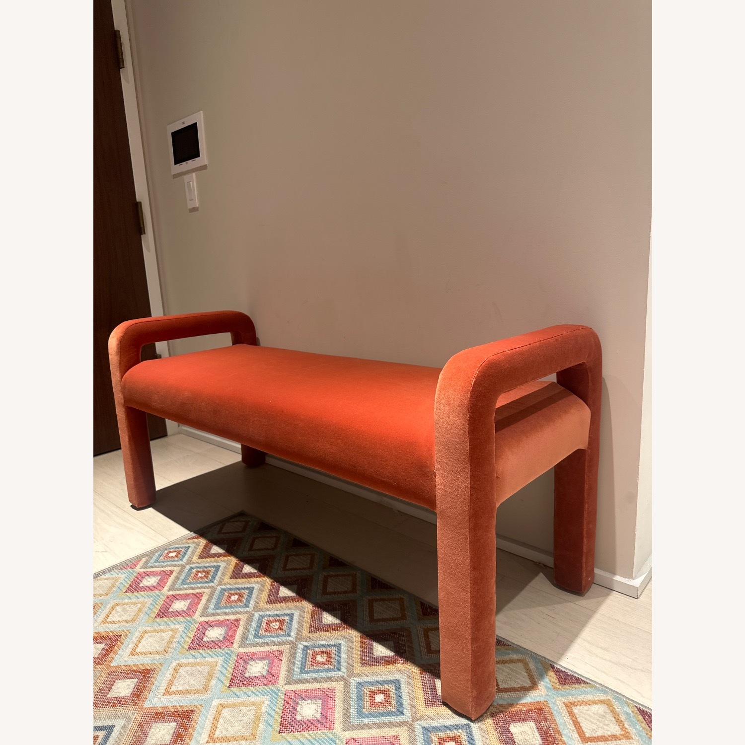 Interior Define Rowan Pink Velvet Bench - image-2