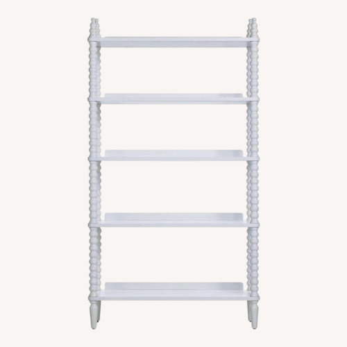 Used Jenny Lind 33" White Wood Spindle 5-Shelf Tall Kids Bookcase for sale on AptDeco