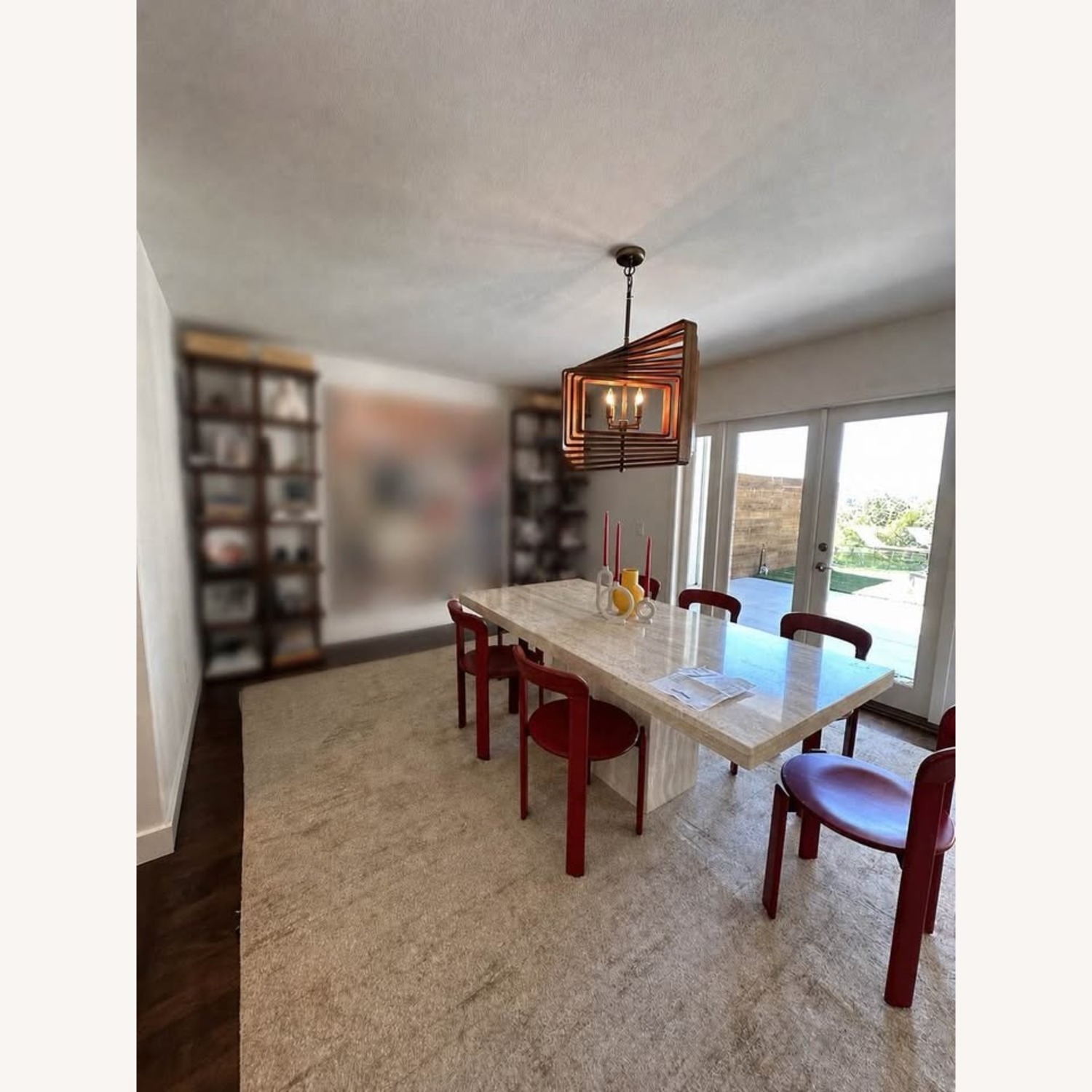 Italian 1980s Rectangular Travertine Dining Table - image-2
