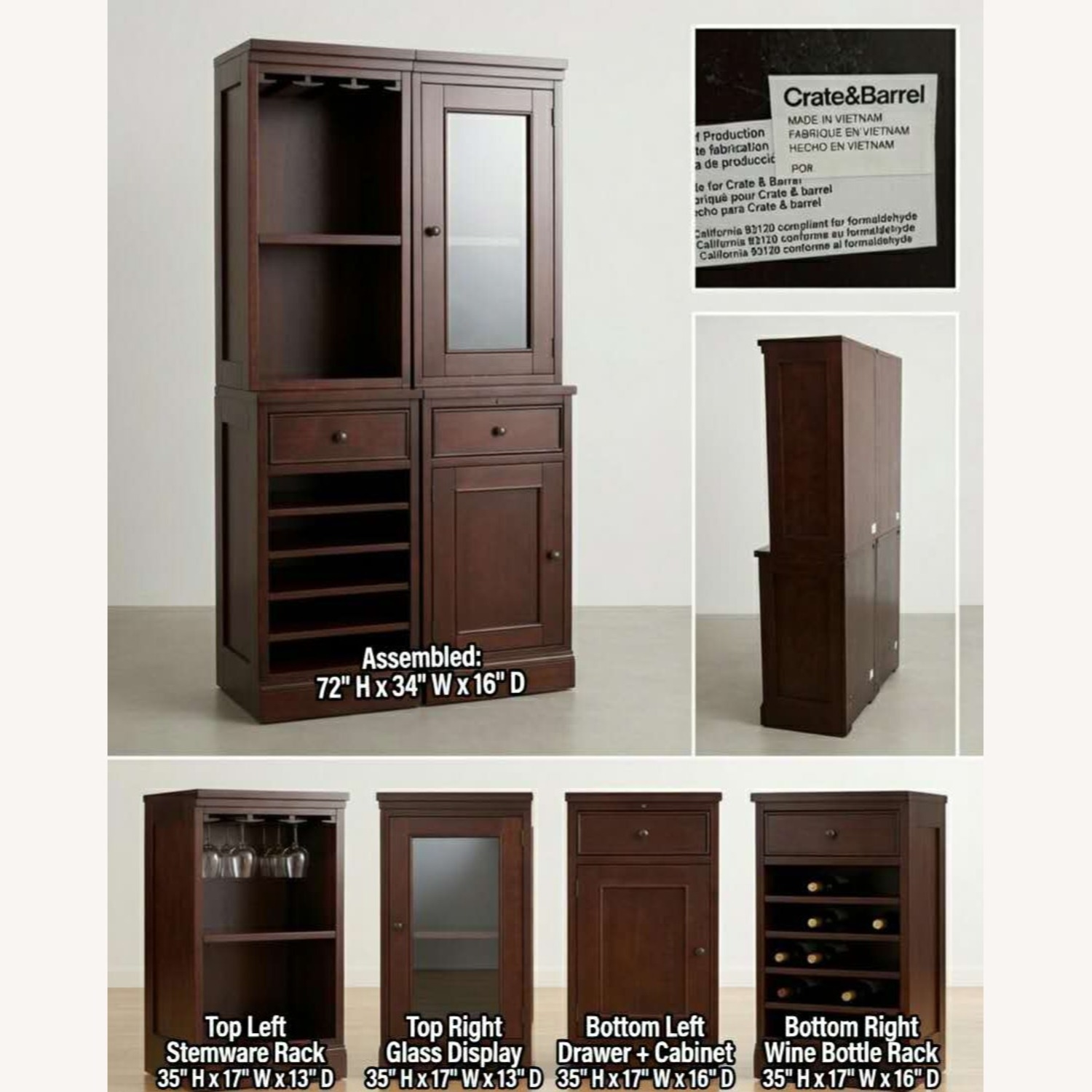 Crate & Barrel Bedford Bar Cabinet - image-2