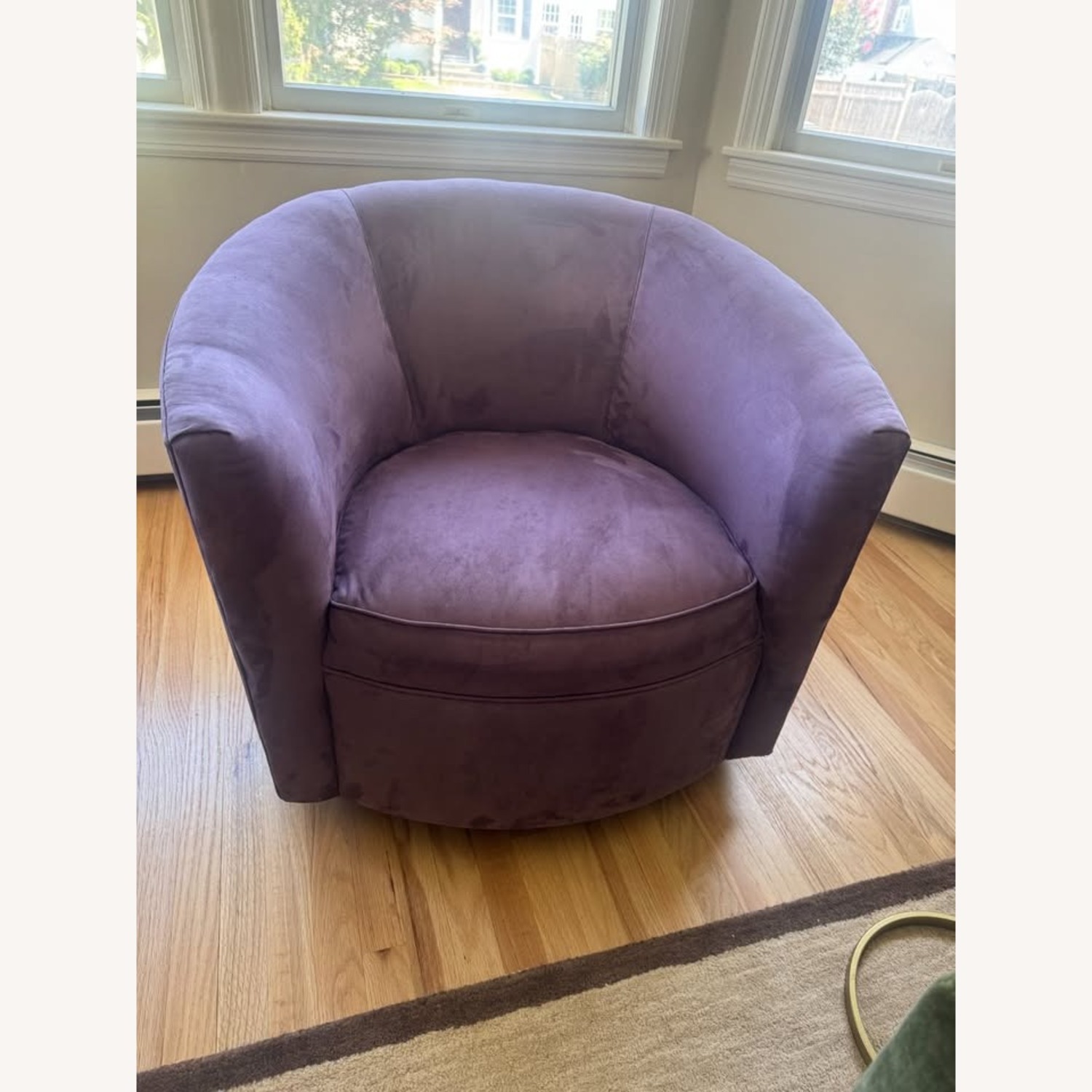 Luxury Purple Velvet Swivel Barrel Accent Chair - image-2