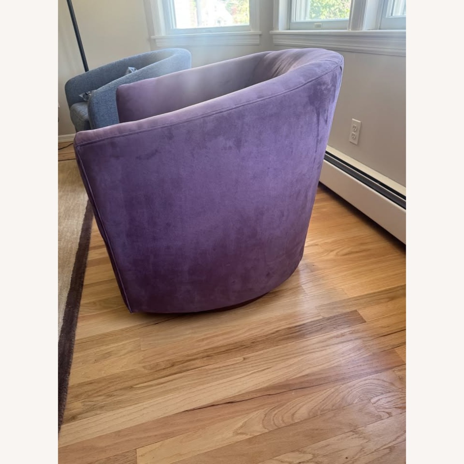 Luxury Purple Velvet Swivel Barrel Accent Chair - image-3