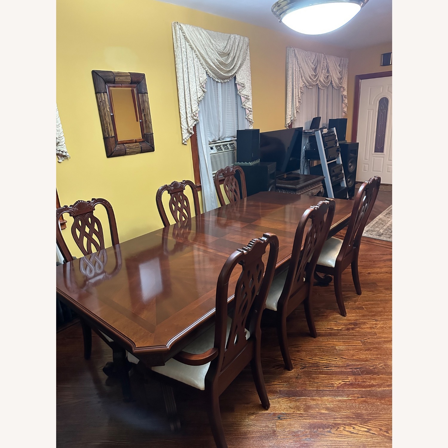 Dark Brown Wood Dining Table - image-1