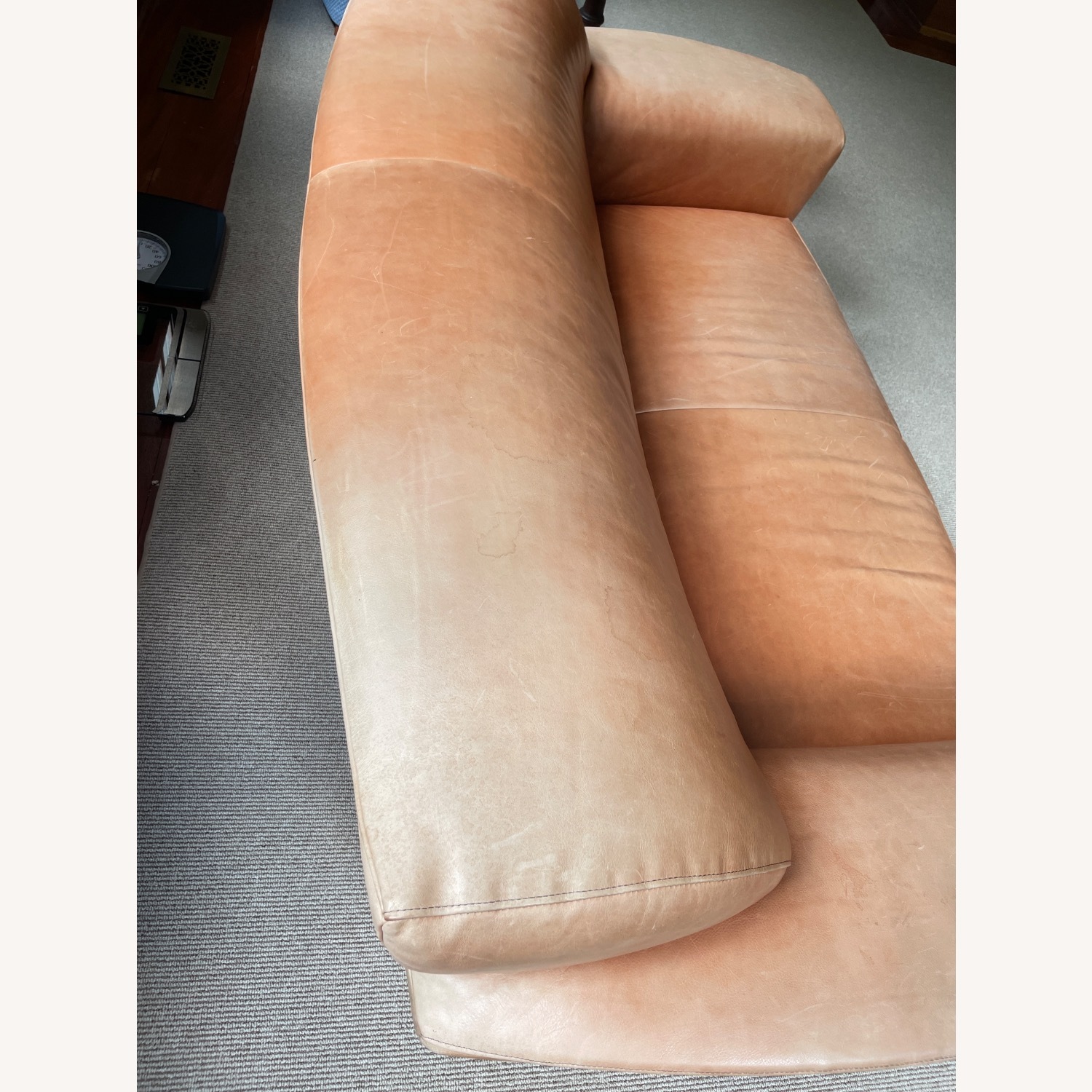 Vintage/Antique Orange Leather 2 Seater Sofa - image-3