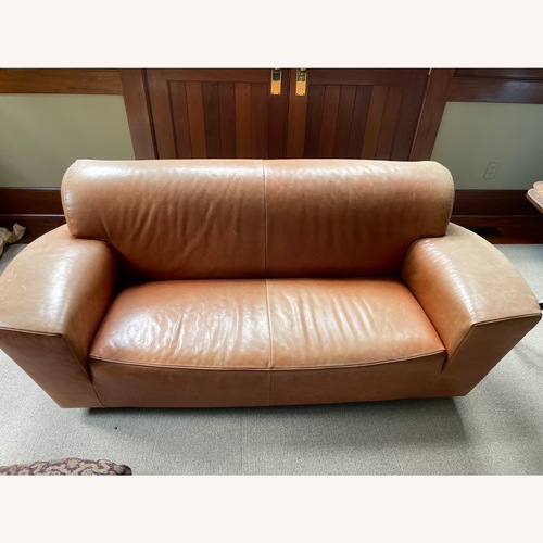 Used Vintage/Antique Orange Leather 2 Seater Sofa for sale on AptDeco