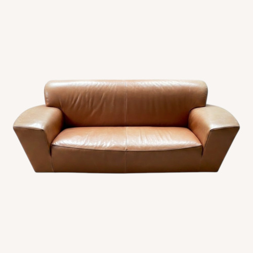 Used Vintage/Antique Orange Leather 2 Seater Sofa for sale on AptDeco