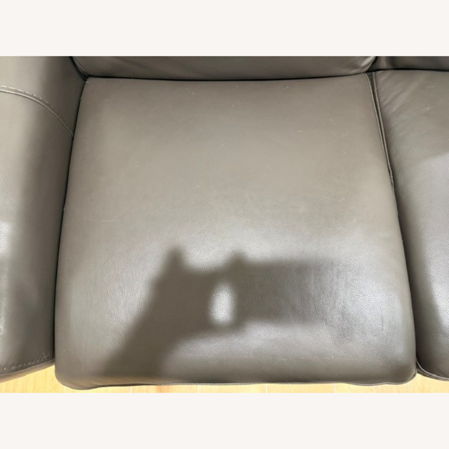 Dark Gray Leather Loveseat - image-5