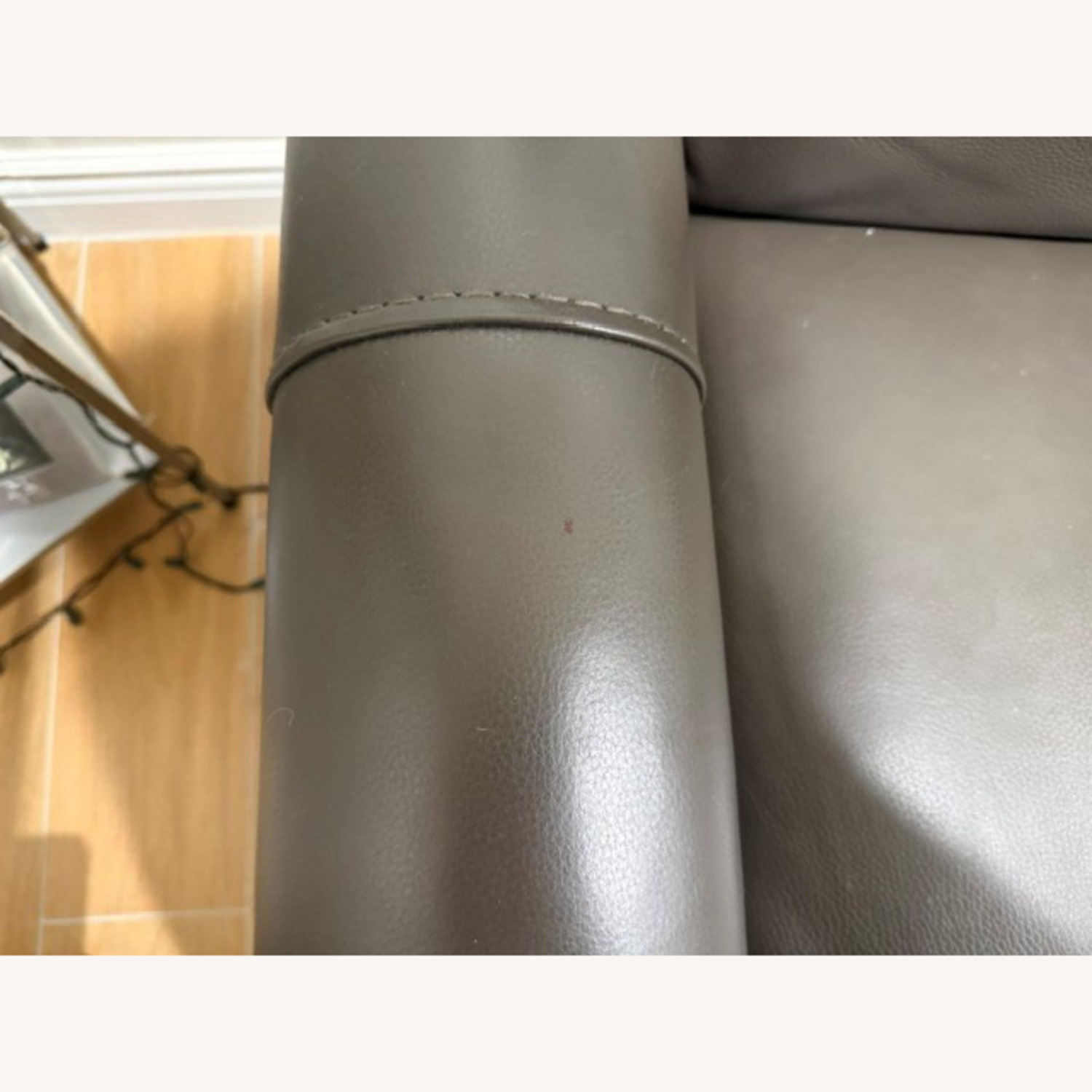 Dark Gray Leather Loveseat - image-4