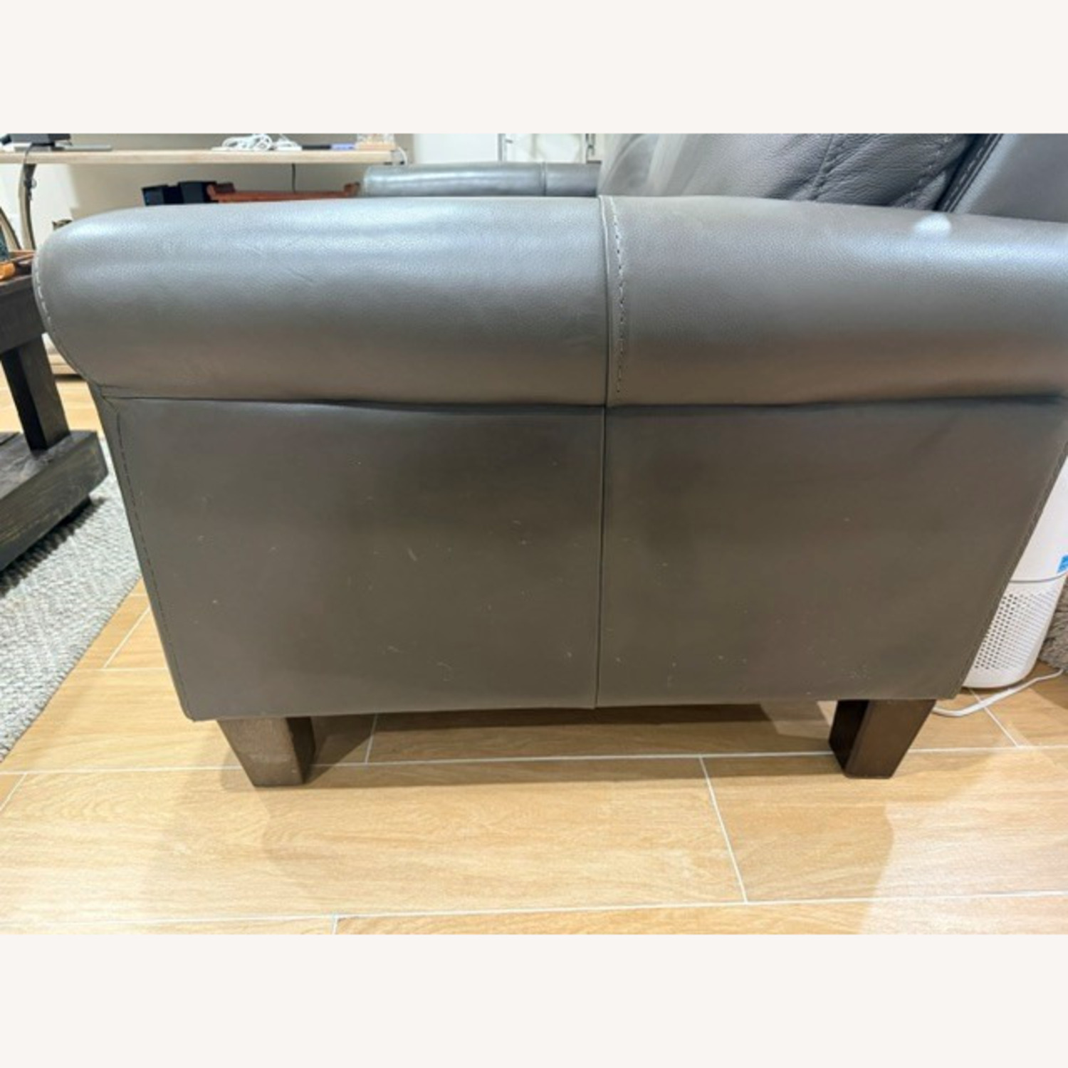 Dark Gray Leather Loveseat - image-2