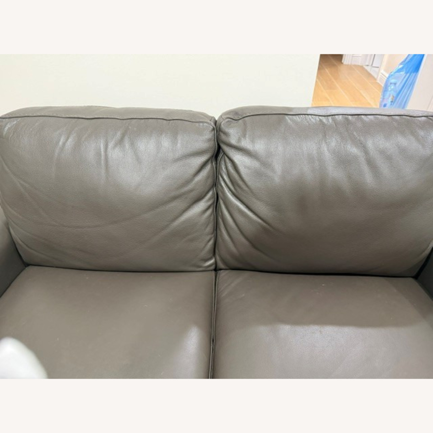 Dark Gray Leather Loveseat - image-3