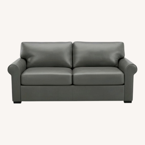 Used Dark Gray Leather Loveseat for sale on AptDeco