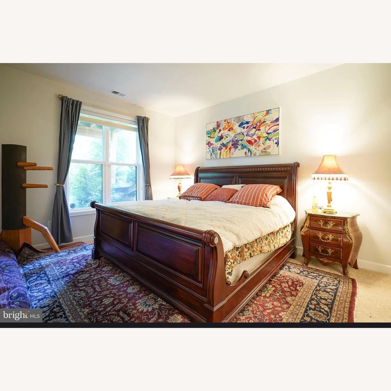 Dark Brown Wood King Bed - image-1