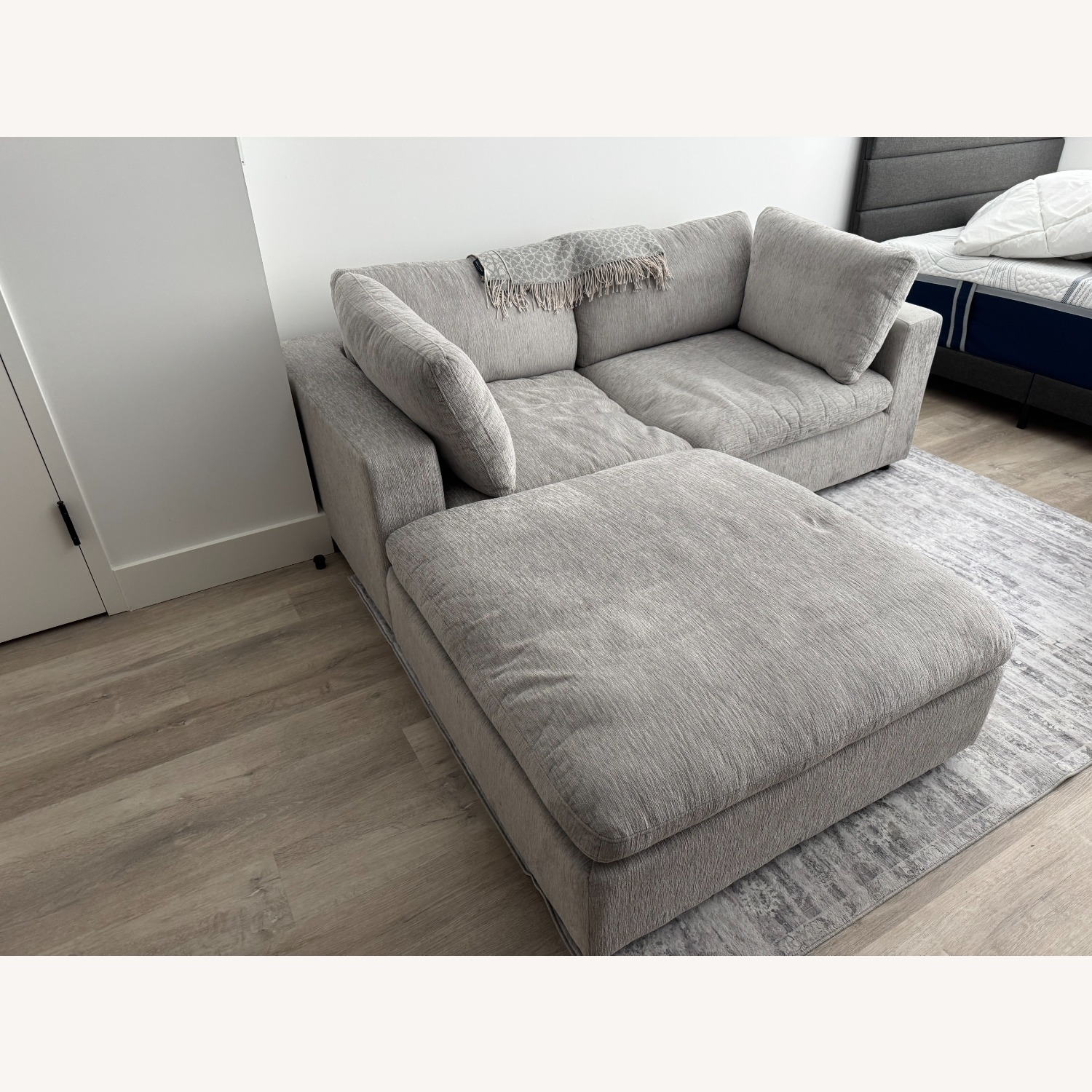 Odai 77.2'' Wide 3 - Piece Chenille Sectional Loveseat Sofa With Ottoman - image-3
