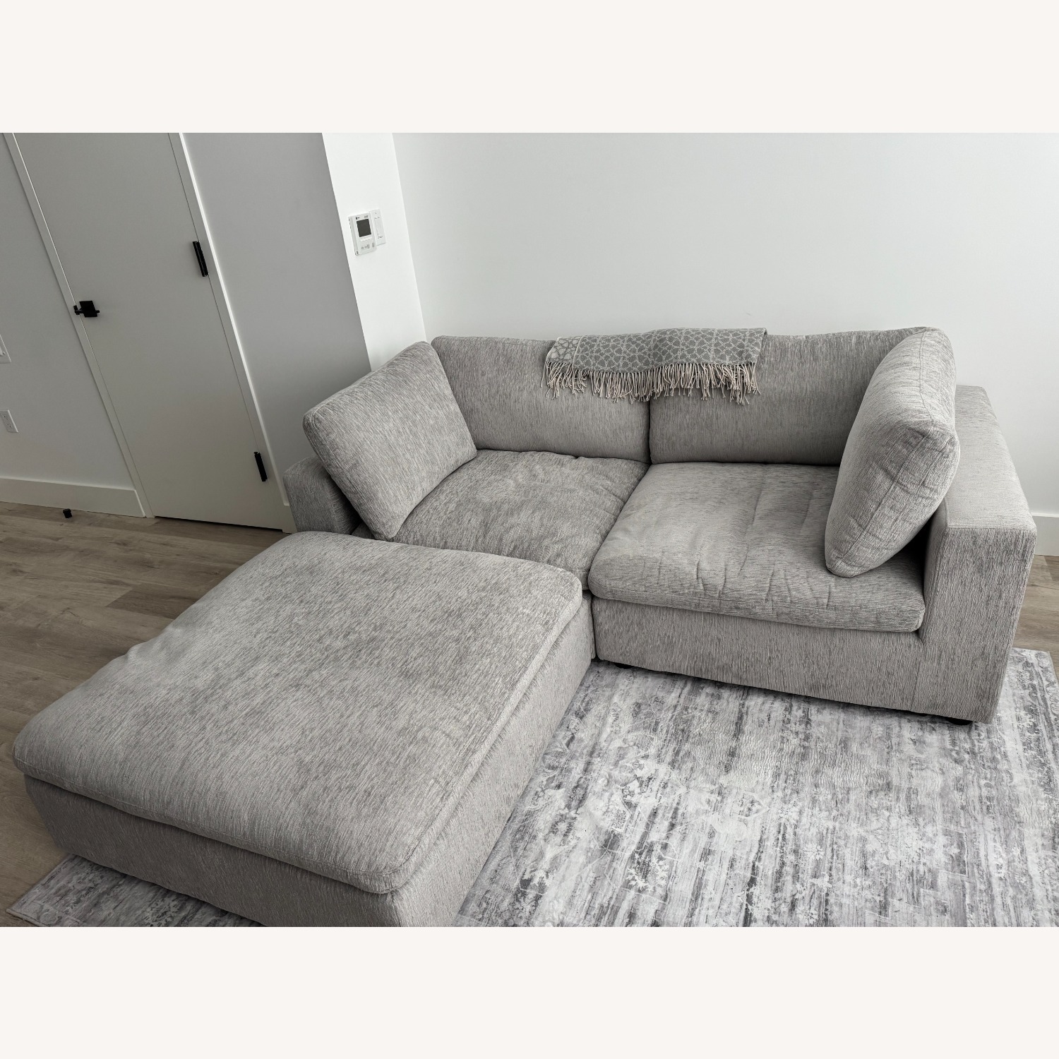 Odai 77.2'' Wide 3 - Piece Chenille Sectional Loveseat Sofa With Ottoman - image-1