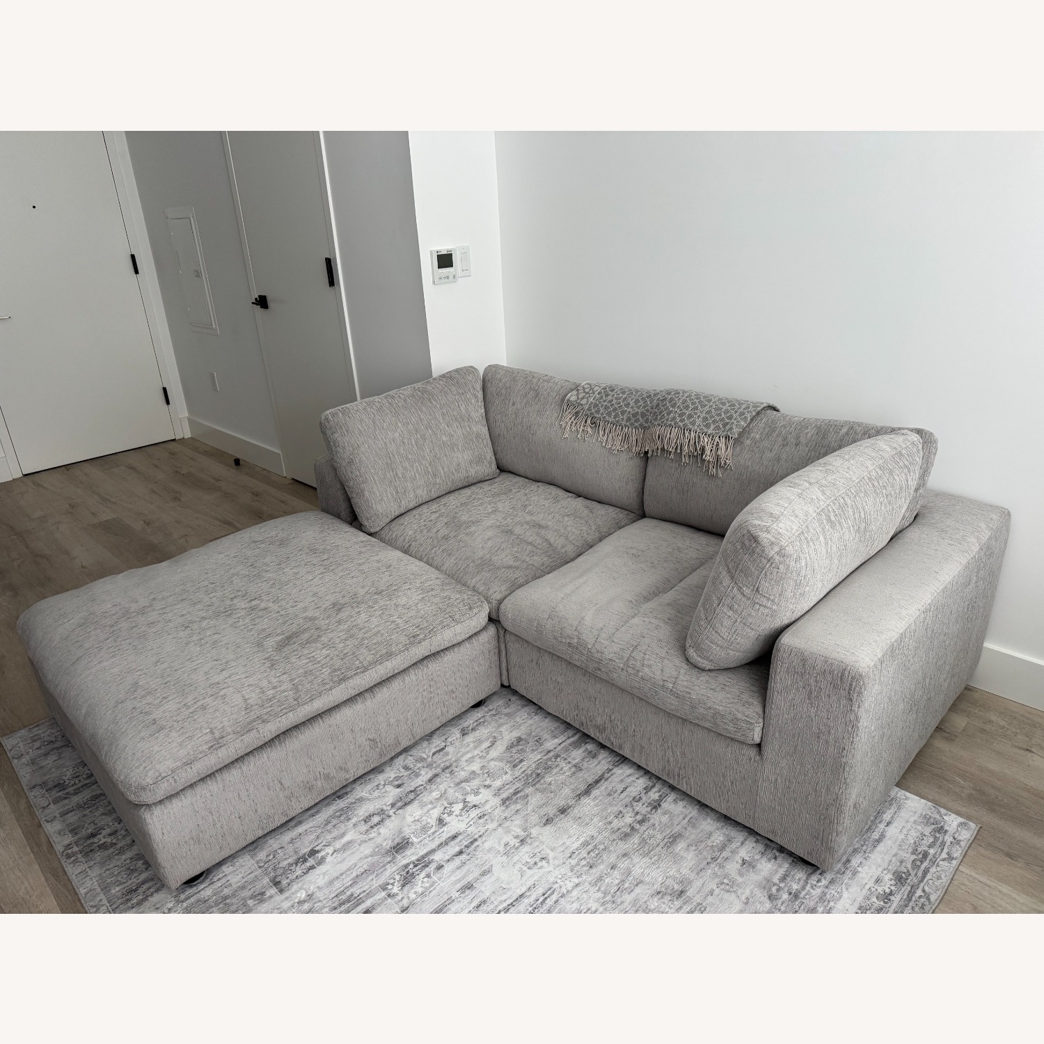Odai 77.2'' Wide 3 - Piece Chenille Sectional Loveseat Sofa With Ottoman - image-2