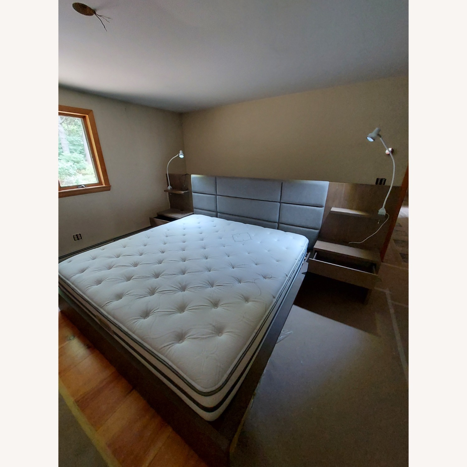 Crate & Barrel Light Brown Wood King Bed - image-2