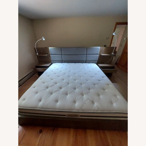 Used Crate & Barrel Light Brown Wood King Bed for sale on AptDeco