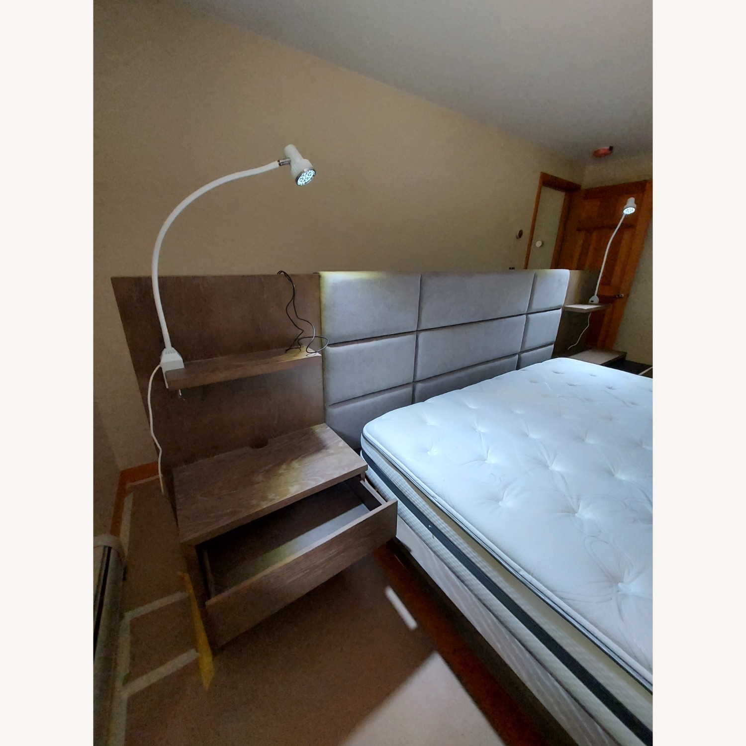 Crate & Barrel Light Brown Wood King Bed - image-4