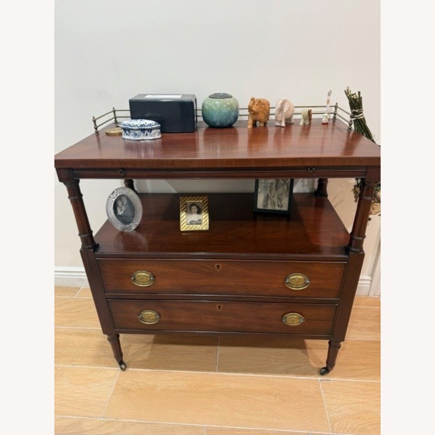 Vintage/Antique Finds Dark Brown Wood Bar Cart - image-1