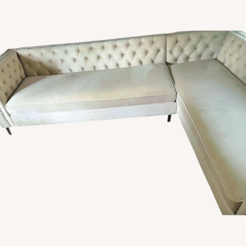 Used White Velvet Sectional L Shape Sofa for sale on AptDeco