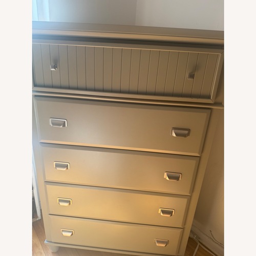 Used Bob's Discount Furniture Light Gray Wood Dresser for sale on AptDeco