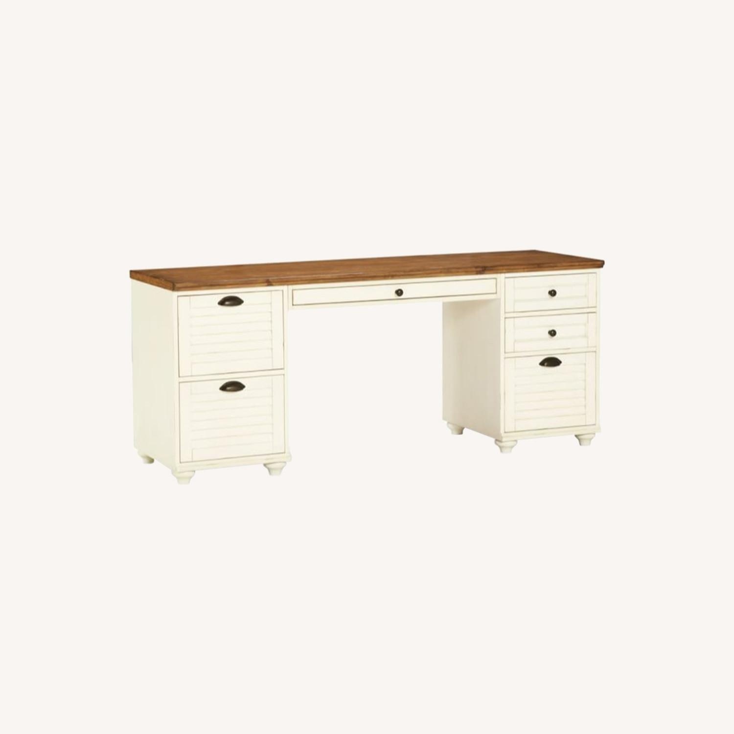 Pottery Barn Whitney Executive Natural Wood Desk - image-4