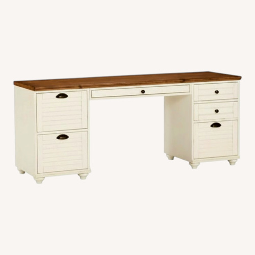 Used Pottery Barn Whitney Executive Natural Wood Desk for sale on AptDeco