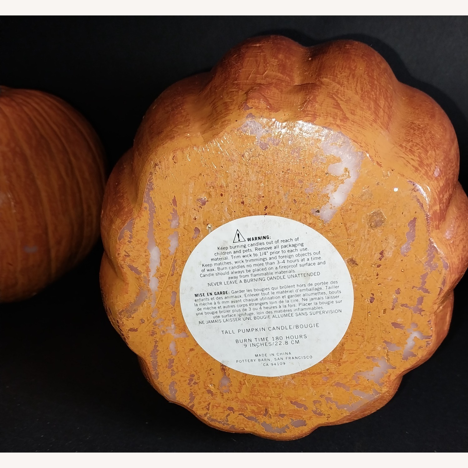 Pottery Barn Pumpkin Candles 2 Different Sizes  - image-15