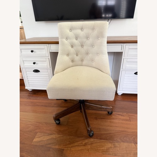 Used Pottery Barn Hayes Tufted Swivel Office Chair for sale on AptDeco