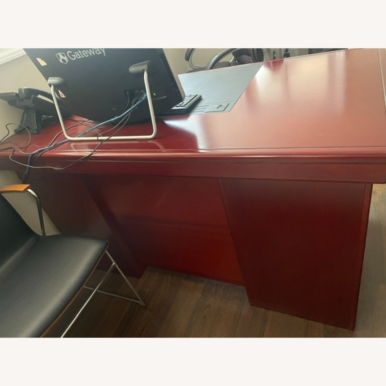 Cherry Brown Executive Wood Desk - image-3