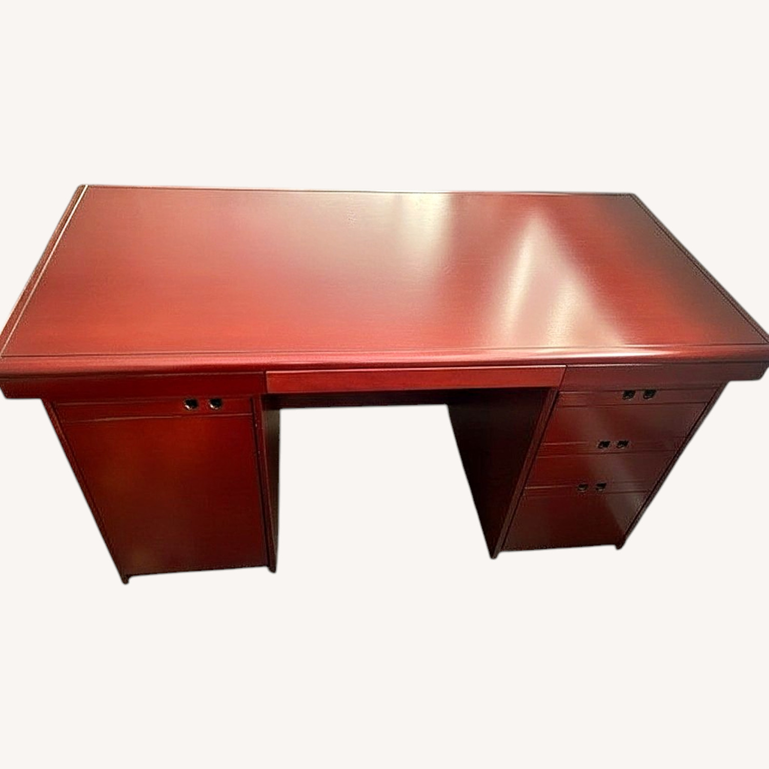 Cherry Brown Executive Wood Desk - image-0