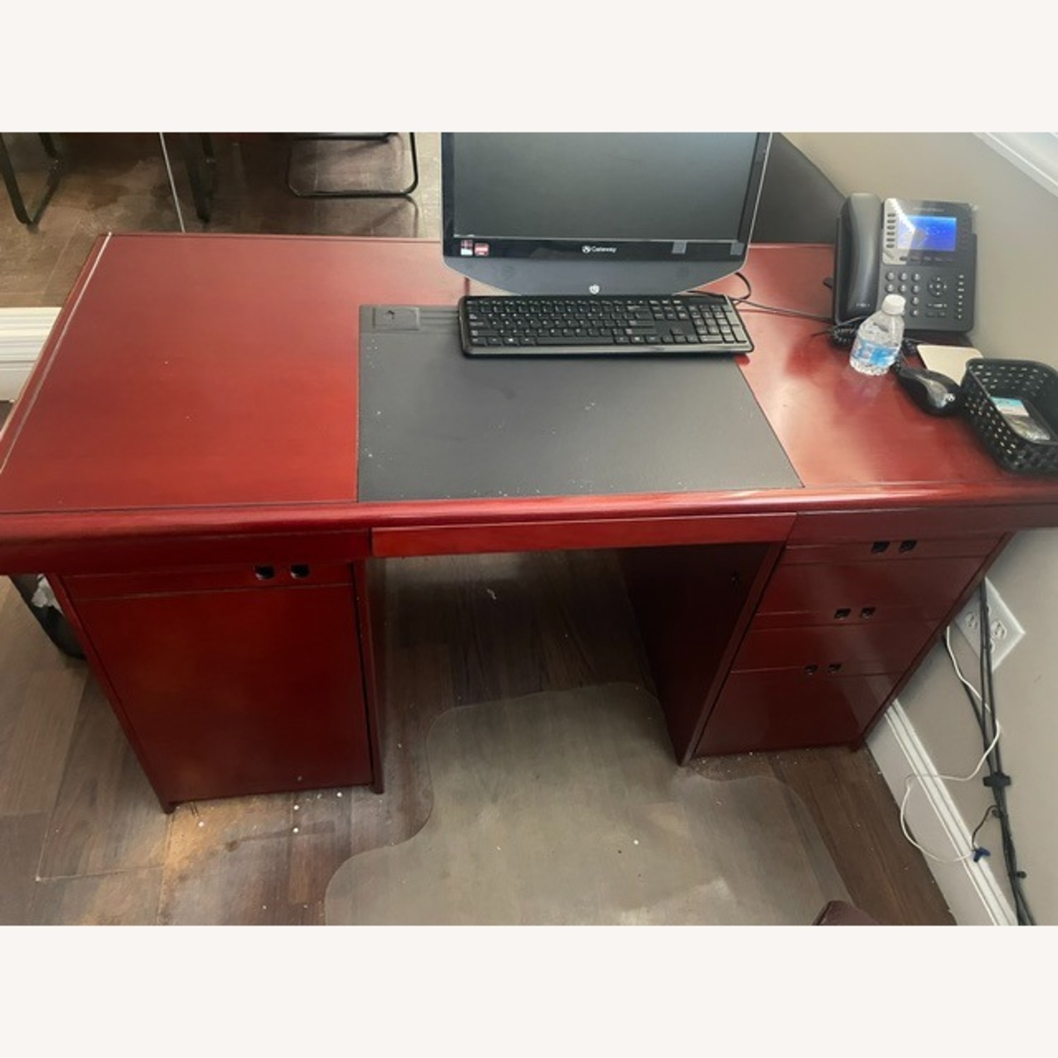 Cherry Brown Executive Wood Desk - image-1