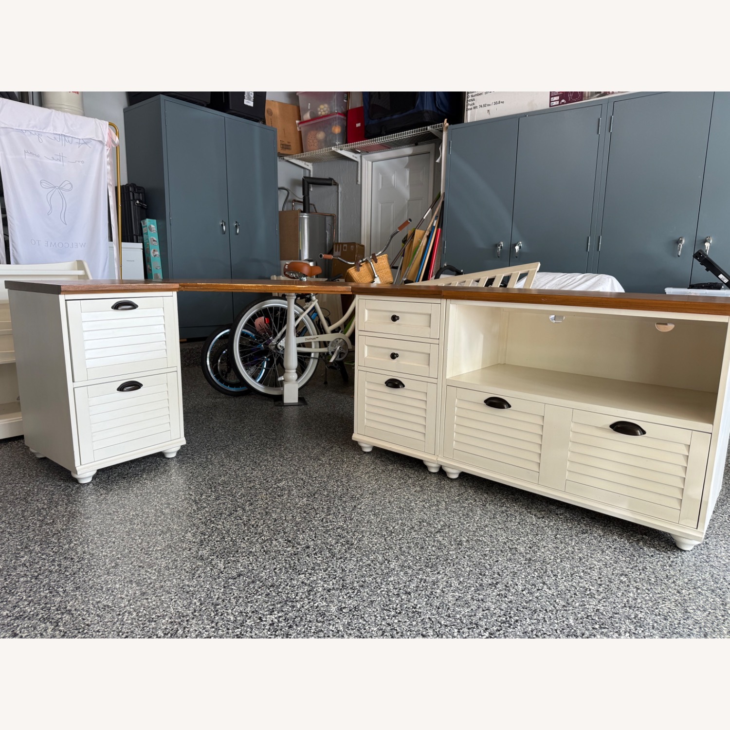 Pottery Barn Whitney Corner Desk & Cabinet - image-3