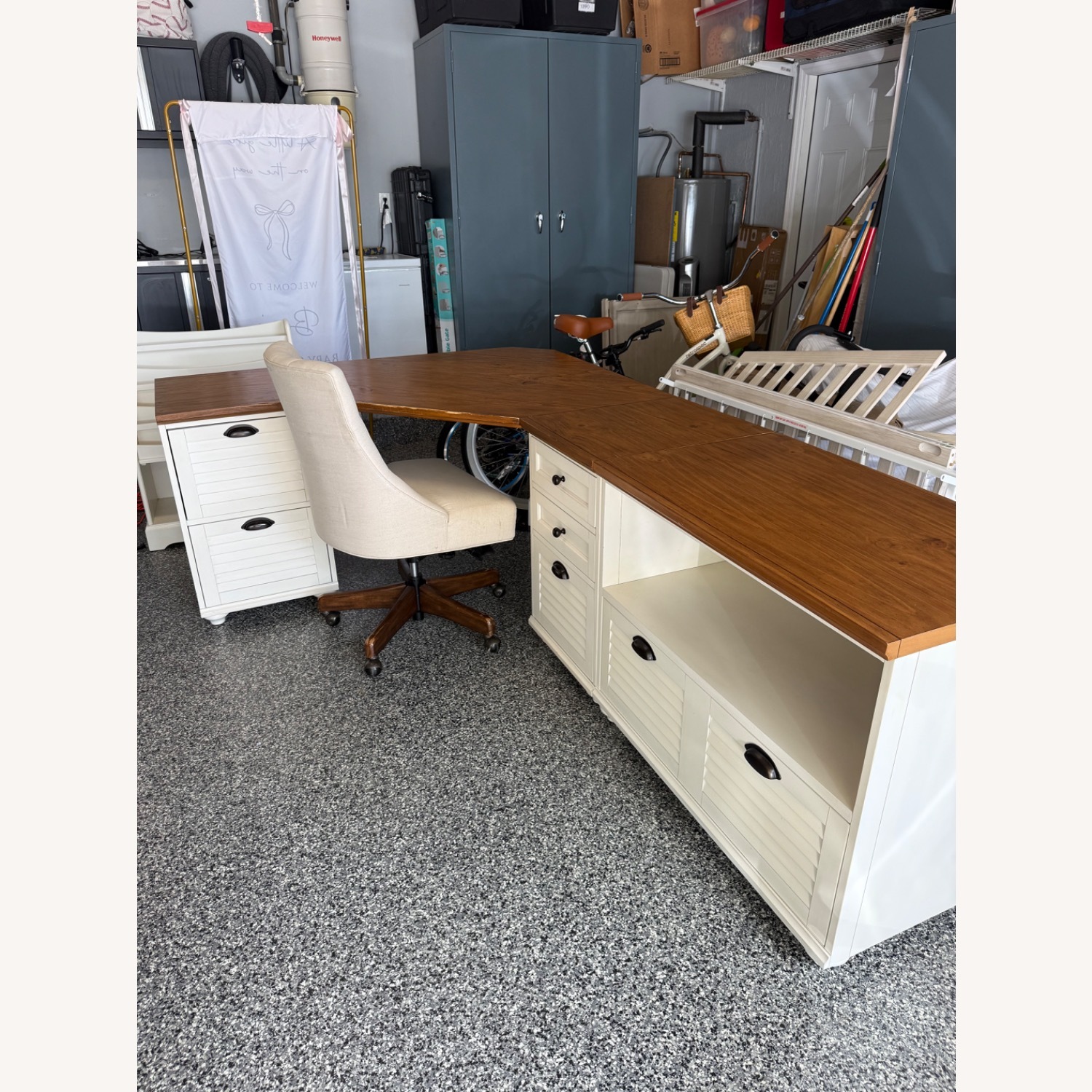 Pottery Barn Whitney Corner Desk & Cabinet - image-1