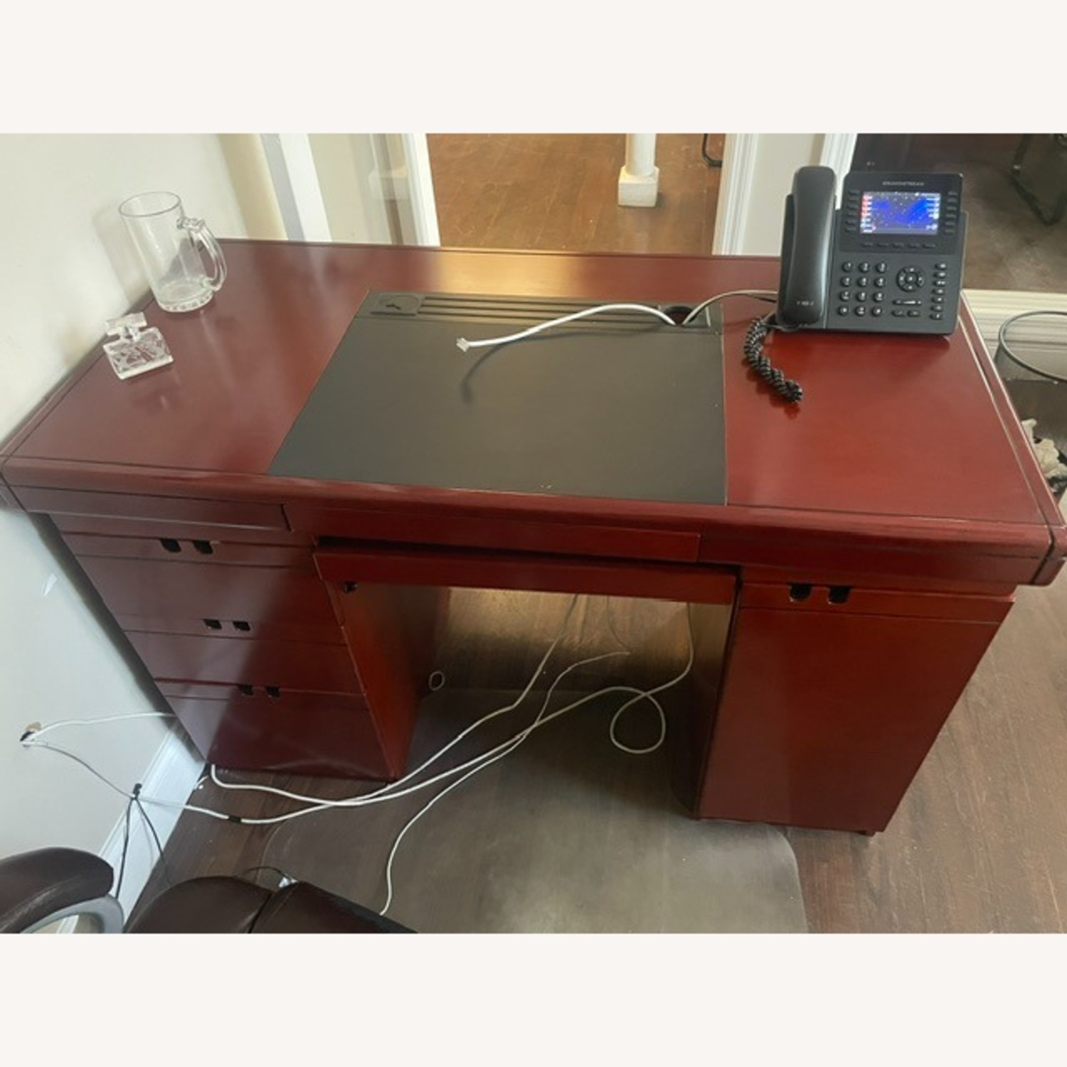 Cherry Brown Executive Wood Desk - image-1