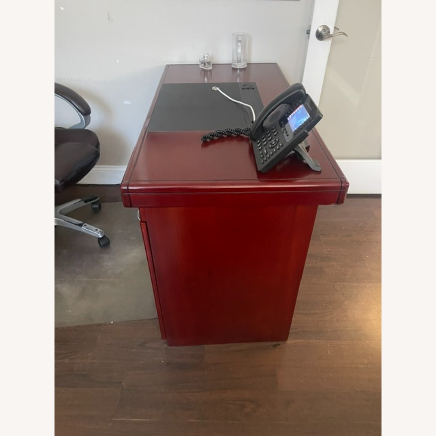 Cherry Brown Executive Wood Desk - image-2