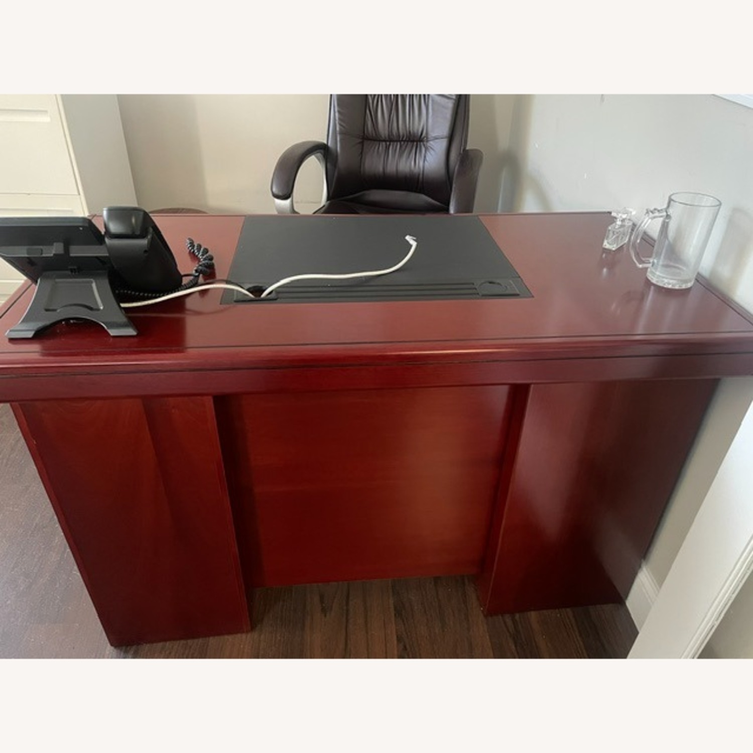 Cherry Brown Executive Wood Desk - image-3