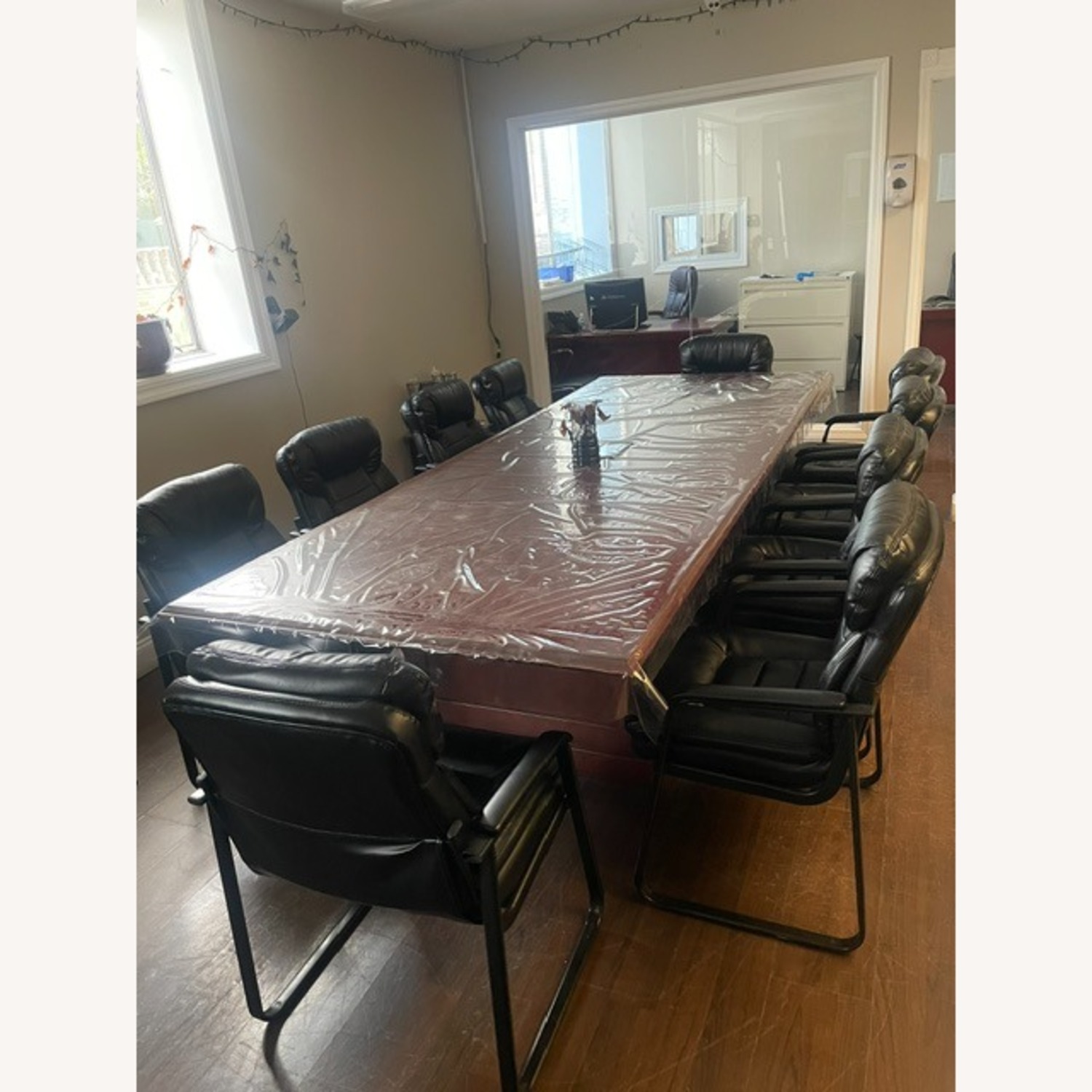 Dark Brown Wood Conference Room Table - image-1