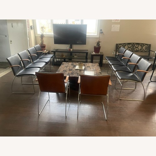 Used Black Faux Leather Armchair (Set of 10) for sale on AptDeco