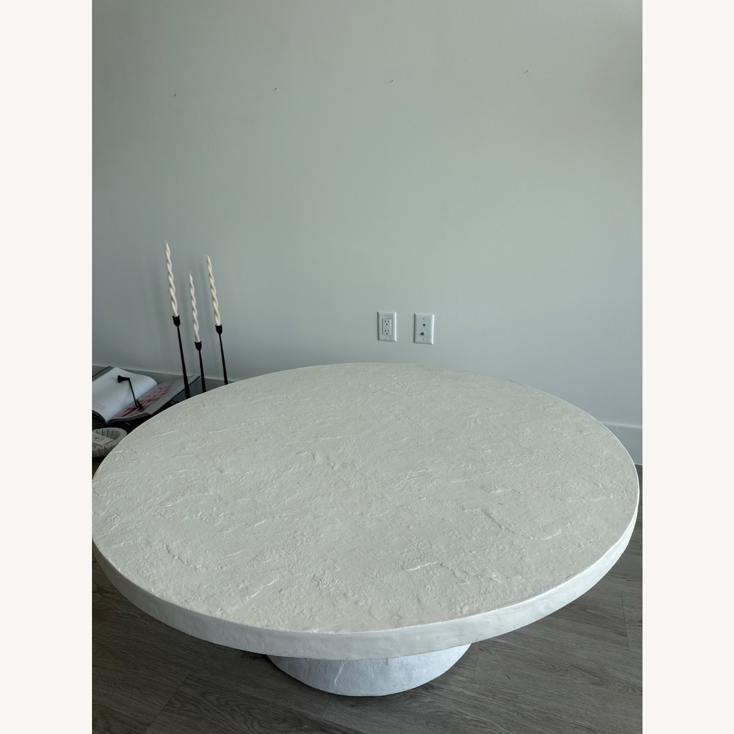 Crate & Barrel Willy Faux Travertine Resin 44" Coffee Table by Leanne Ford - image-4