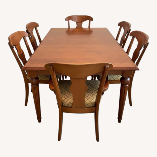 Used Ethan Allen Dark Brown Wood Dining Set for sale on AptDeco