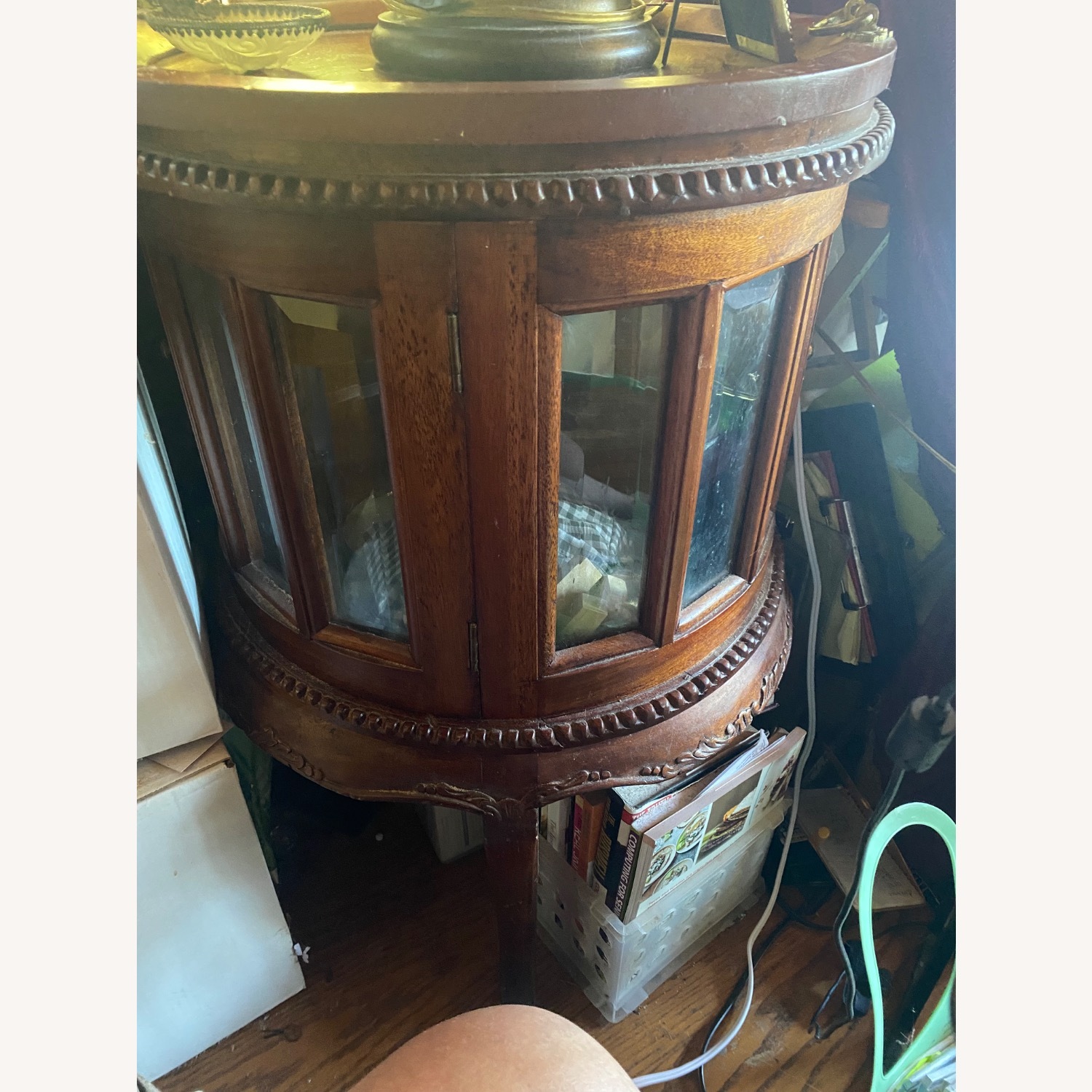 Antique Bowed Curved Glass Curio Cabinet - image-2