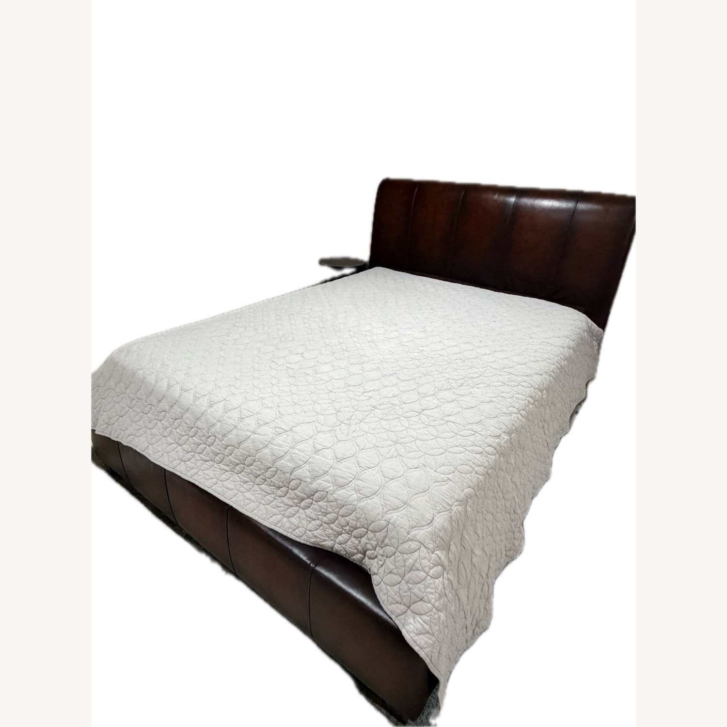 Crate & Barrel Leather Queen Bed - image-1