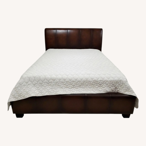 Used Crate & Barrel Leather Queen Bed for sale on AptDeco